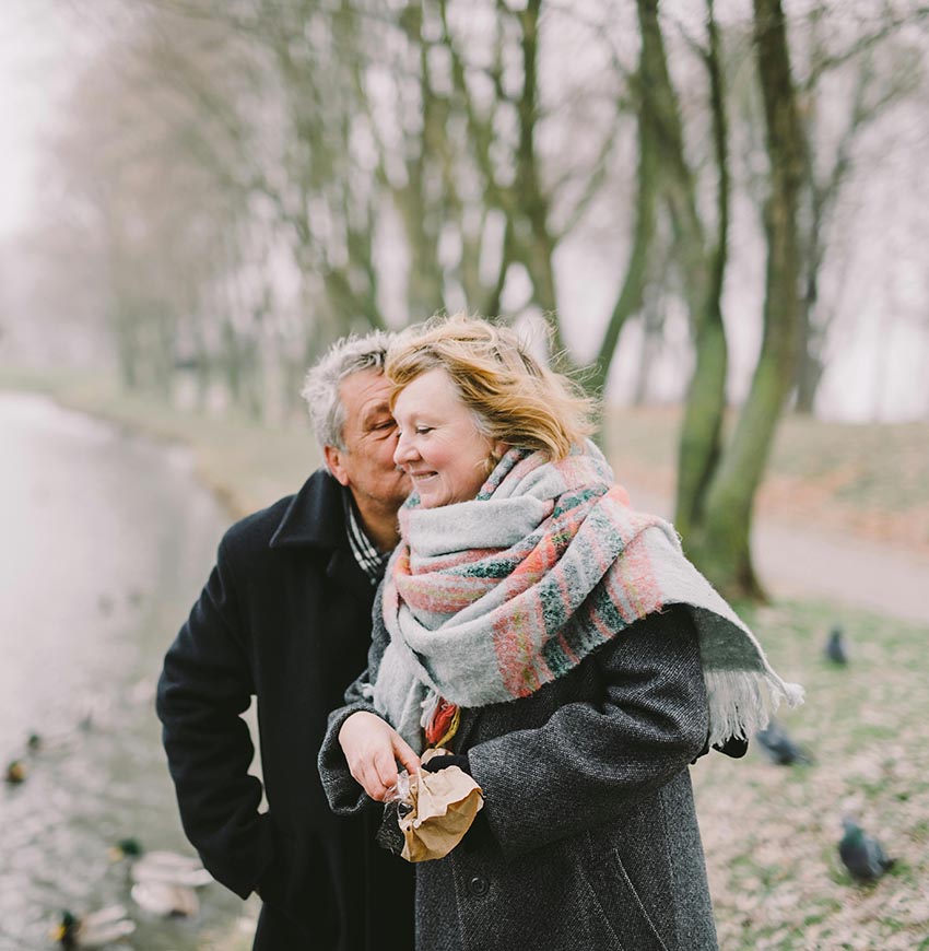 Middle aged couple out in nature