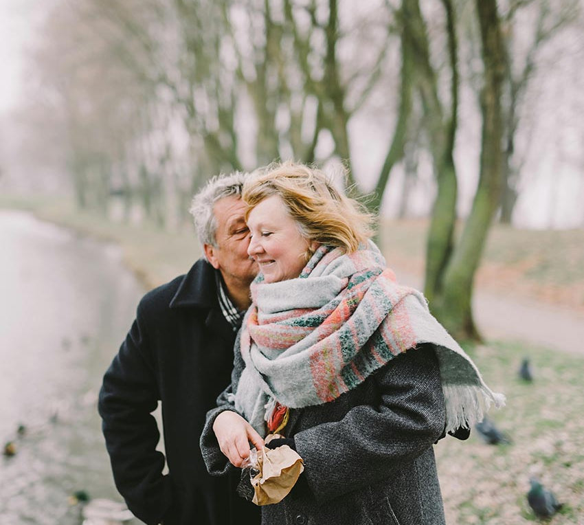 Middle aged couple out in nature